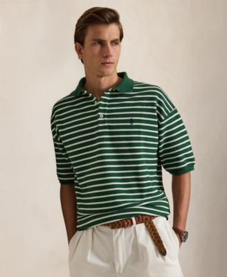 Relaxed-Fit Striped Textured Polo Shirt