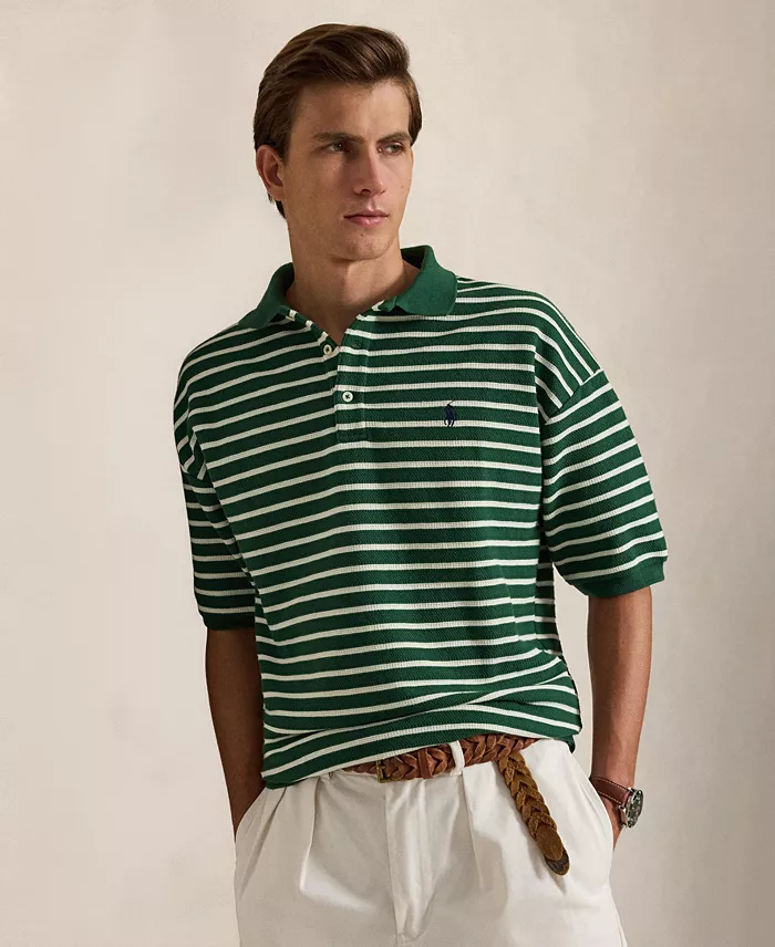 Relaxed-Fit Striped Textured Polo Shirt - thumbnail 6