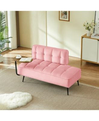 Modern 54" Velvet Loveseat w/ Rotating Side Table