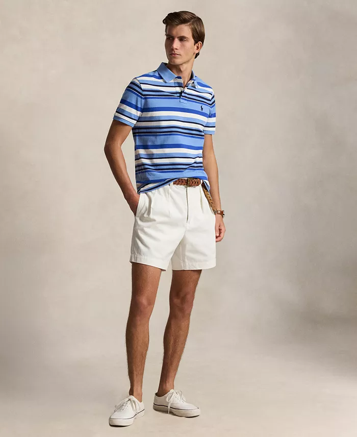 Men's Custom Slim-Fit Striped Mesh Polo Shirt - thumbnail 2