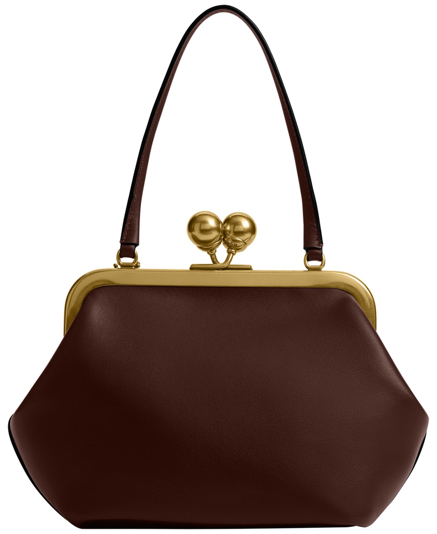 Женская сумка COACH Kisslock Small Leather Frame 16, цвет: Латунный / Кленовый — фото 4