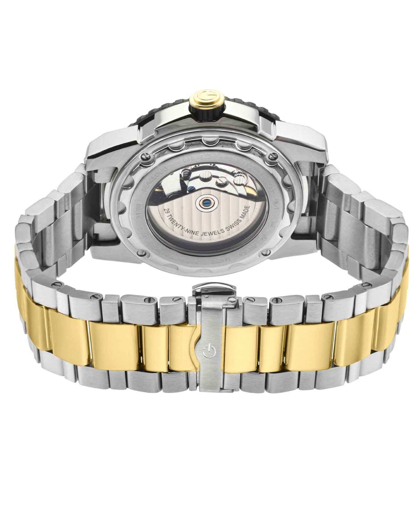 Мужские часы Gevril Seacloud Swiss Automatic на браслете, двухцветные Ipyg/SS — фото 2