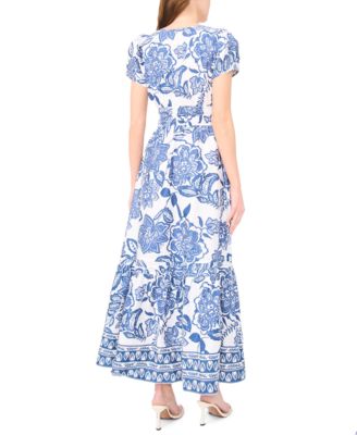 Women's Short-Sleeve V-Neck Maxi Dress