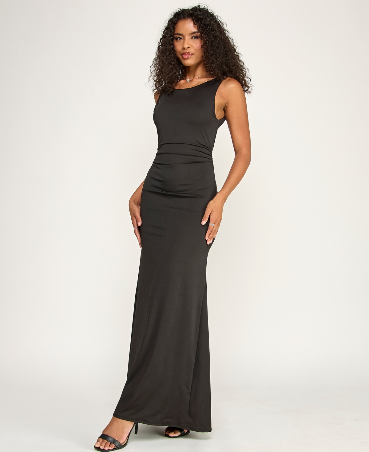Katia Rae Women's Crewneck Pull-On Open Back Maxi Dress