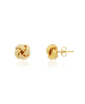 Polished Rope Knot Stud Earrings 14K Gold