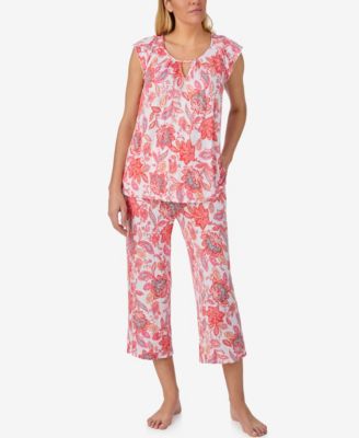 Women's Scoop Neck Top & Cropped Pajama Pants, 2-Piece Set
