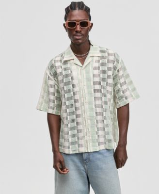 Men's Two-Tone Textured Camp Shirt
