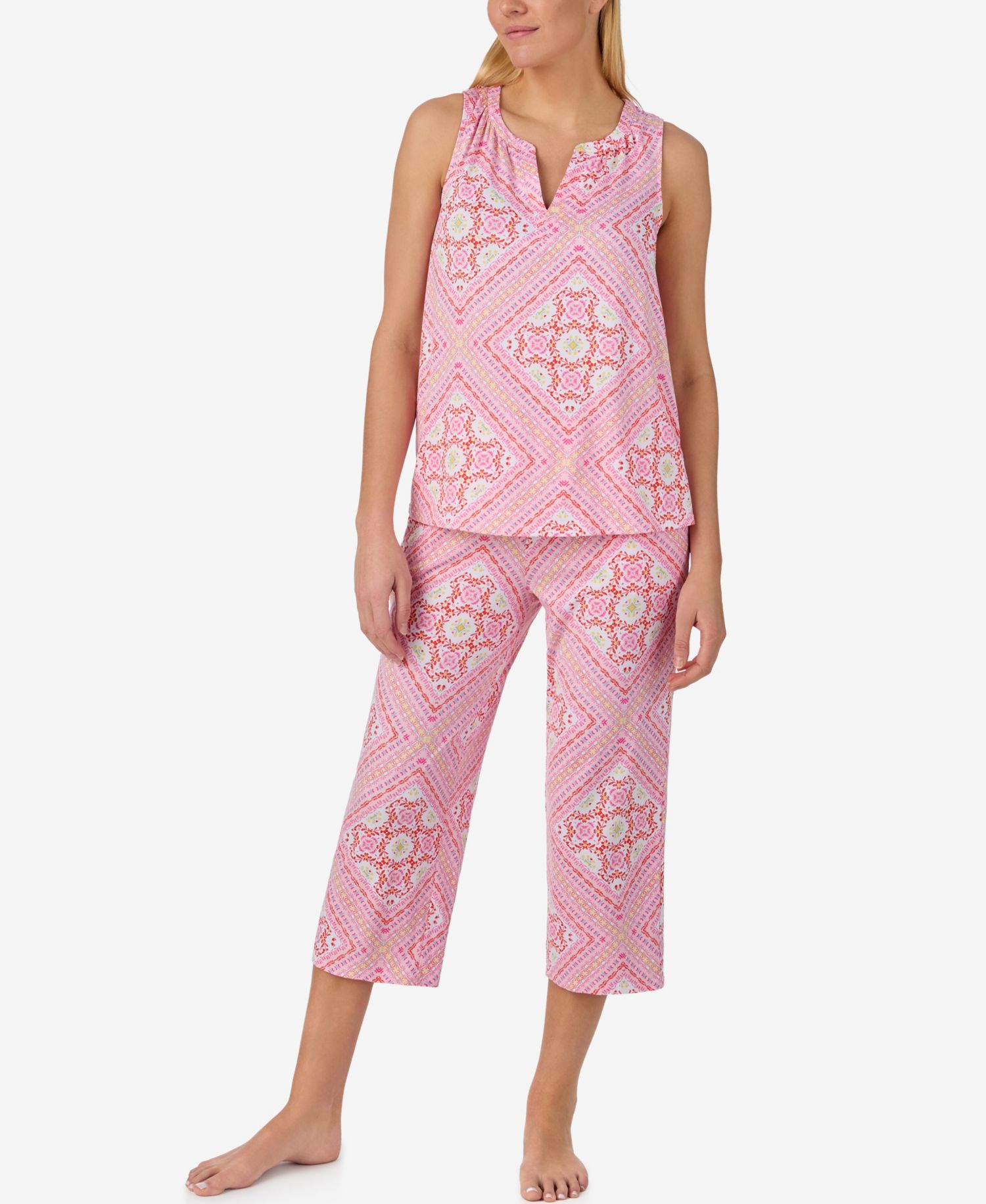 Women's Sleeveless Top & Cropped Pajama Pants, 2-Piece Set
