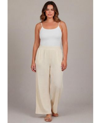Women's Knit Gauze Smocked Wide-Leg Pants