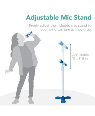 19in Kids Flash Guitar, Pretend Play Musical Instrument Toy for Toddlers w/ Mic, Stand