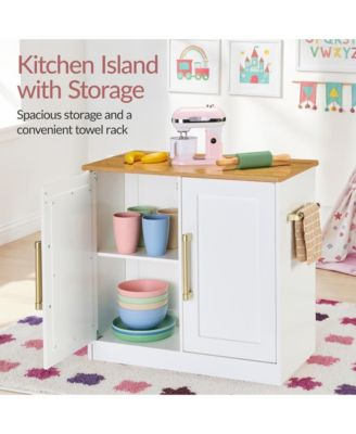 Deluxe Pretend Play Kitchen with Island, Espresso Machine Version