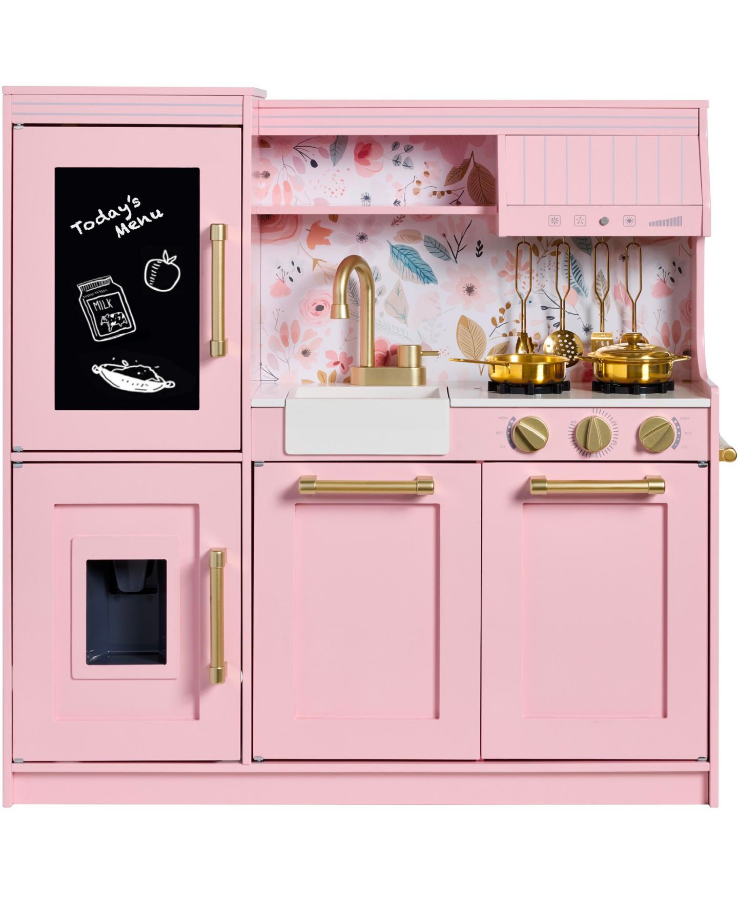 Детская игрушка Best Choice Products Framed Chalkboard Light-Up Burners Play Kitchen, Ages 3+, цвет: Розовый — фото 1