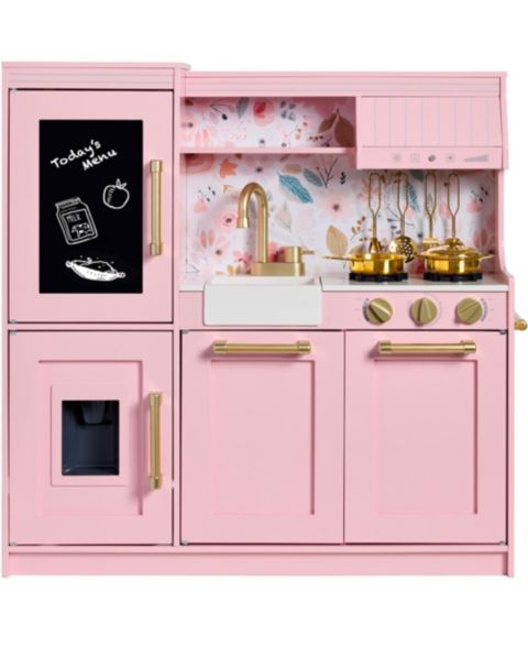 Детская игрушка Best Choice Products Framed Chalkboard Light-Up Burners Play Kitchen, Ages 3+, цвет: Розовый