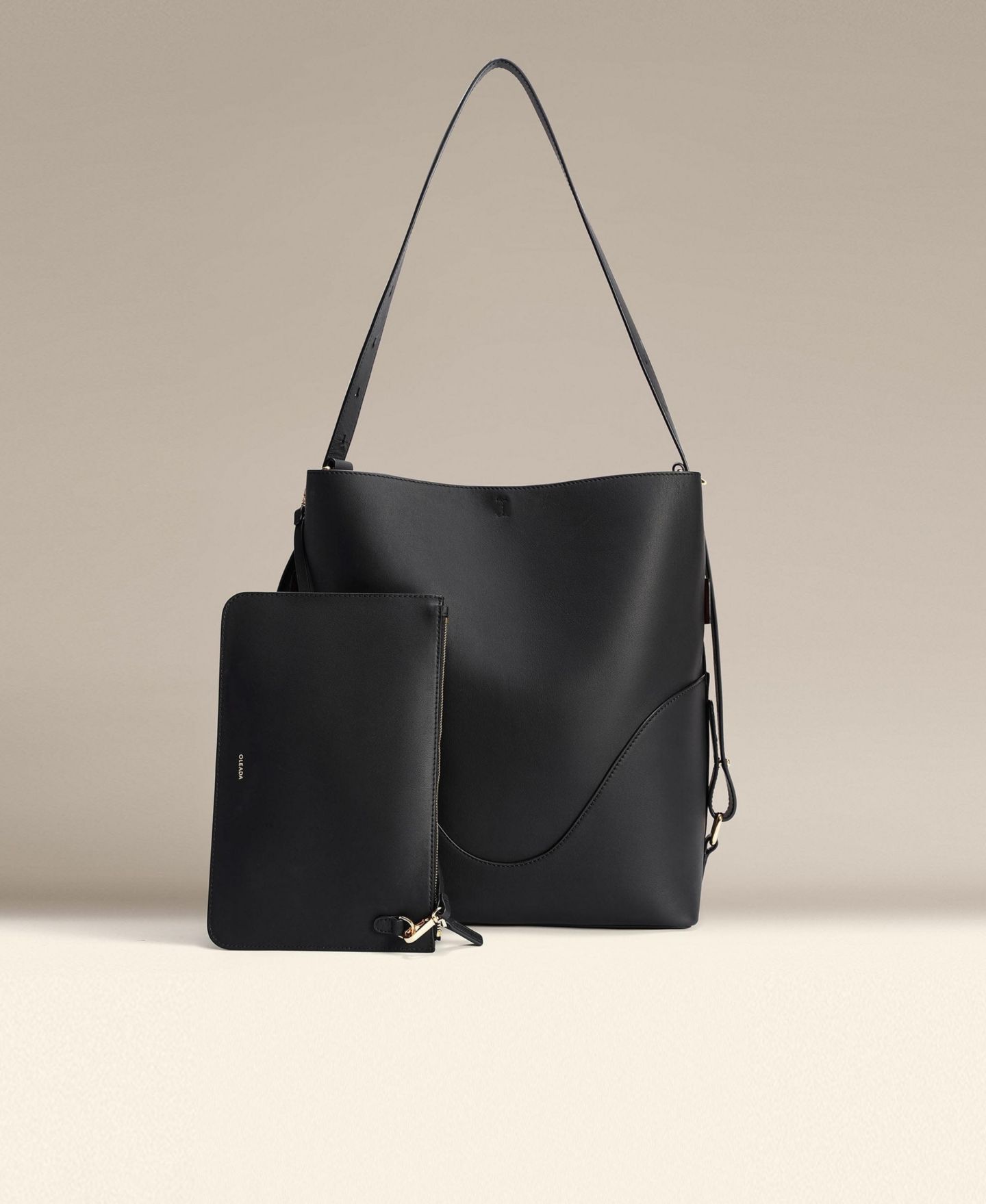 Женская сумка OLEADA Marina Soft Bucket Leather, цвет: Оникс — фото 4