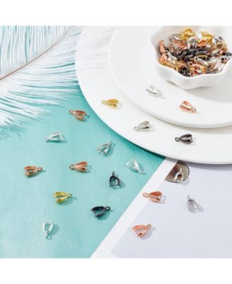 100 Pieces Brass Pinch Clip Bail Clasp Pendant Connector Jewelry Findings 5 Colors