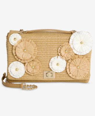 I.N.C. International Concepts Soft Ajae 3D Floral Straw Crossbody