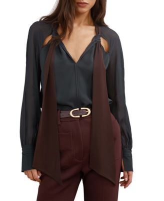 Women's Jasmine Tie-Neck Cut-Out Blouse