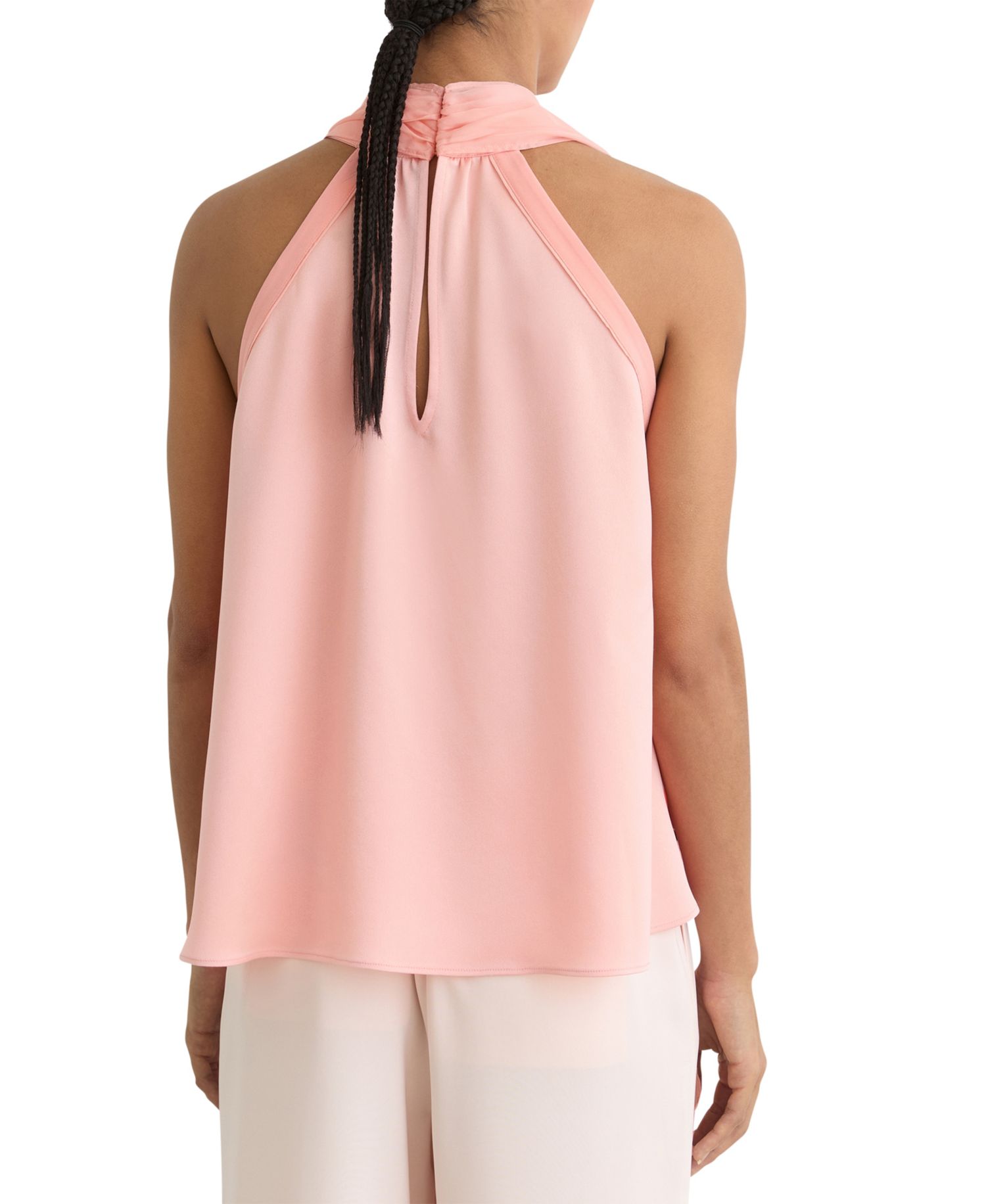 Women's Andrea Satin Sleeveless Scarf-Neck Top