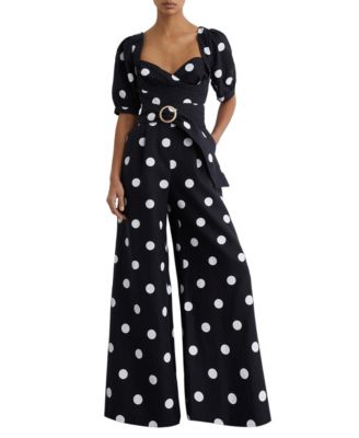 Women's Brook Linen Polka-Dot Wide-Leg Jumpsuit
