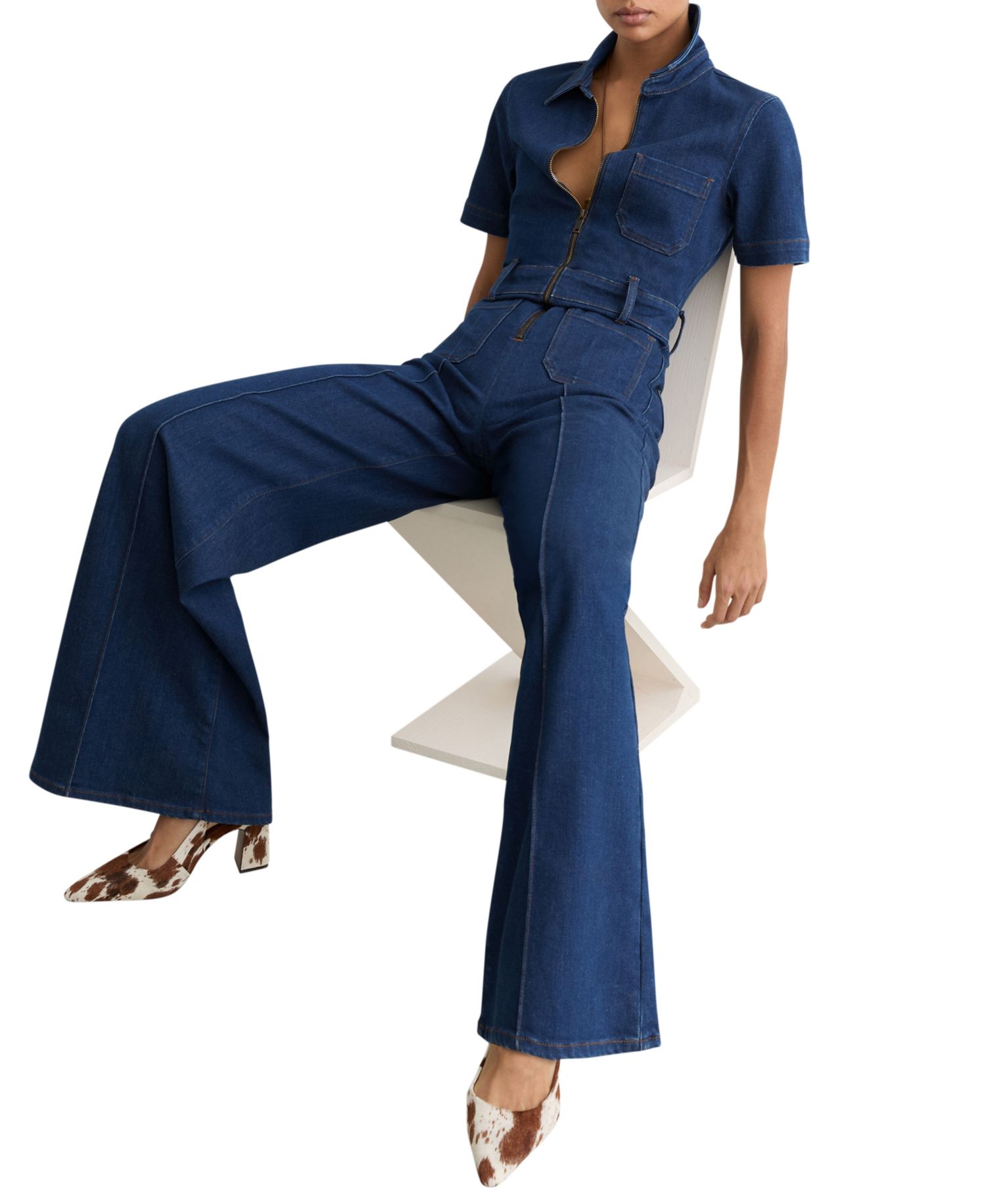 Women's Danie Wide-Leg Zip-Through Denim Jumpsuit