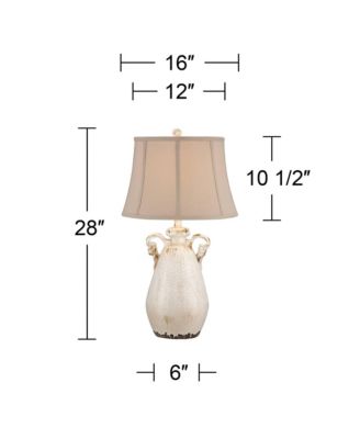Isabella Country Cottage Table Lamp 27 Tall Crackle Ivory Ceramic Milk with Table Top Dimmer Bell Shade for Bedroom Living Room
