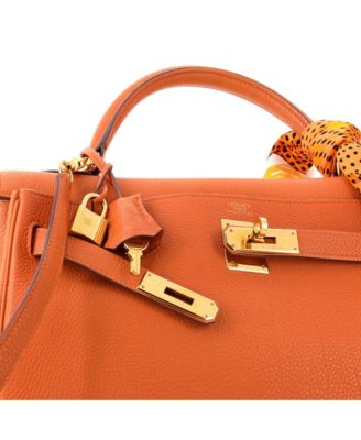 Kelly 32 Handbag Orange Togo with Gold Hardware