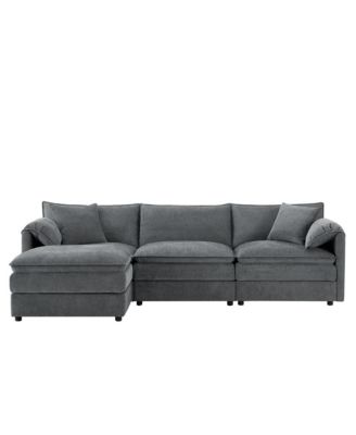 103" Chenille Modular Sectional Sofa with Deep and Wide Seat,L Shaped Cloud Couch Set with Double Cushions,4 Seat Sofa with Movable Ottoman