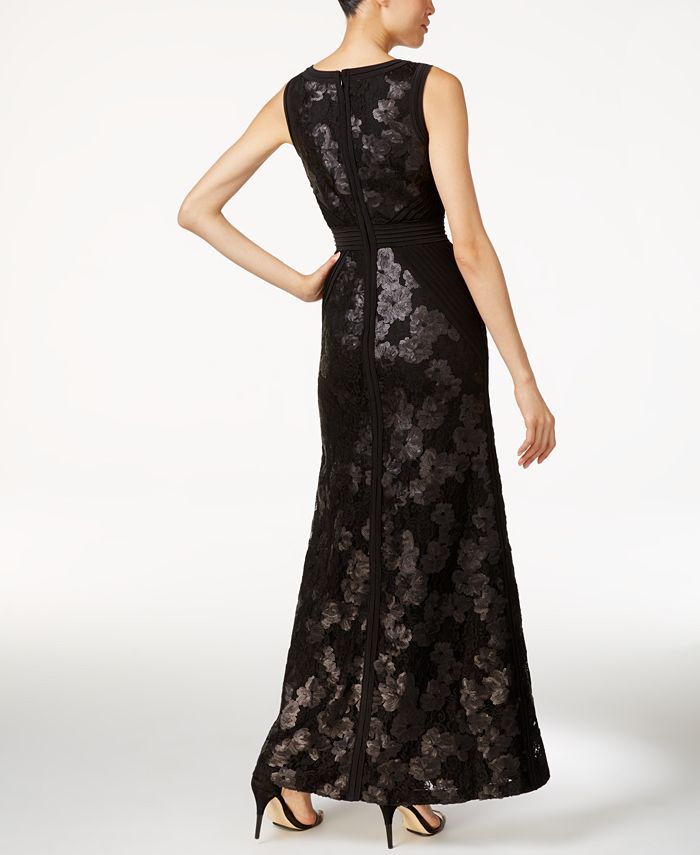 Calvin Klein V-Neck Sequined Lace Gown - Macy's