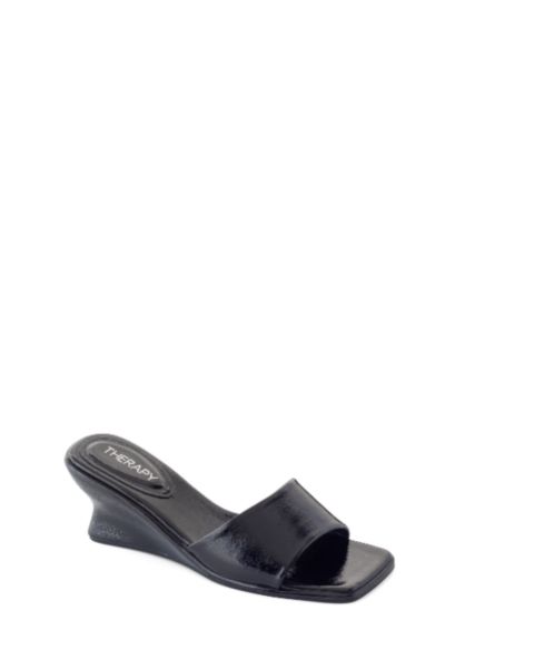 Женские сандалии Therapy Australia Lafayette Square-Toe Wedge Slide Sandal, цвет: Чёрный лаковый