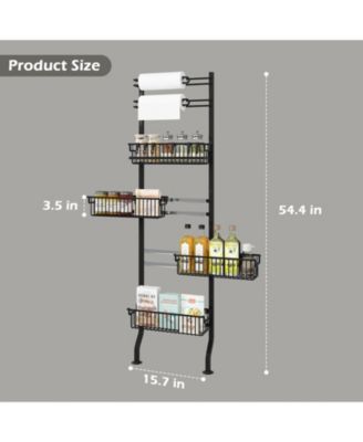 6-tier Slim Corner Shelf Spice Rack with Pull-Out Baskets Narrow Storage Organizer for Kitchen Bathroom