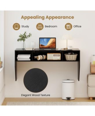 Wall-Mounted Computer Desk Floating Laptop Desk with 3 Storage Compartments