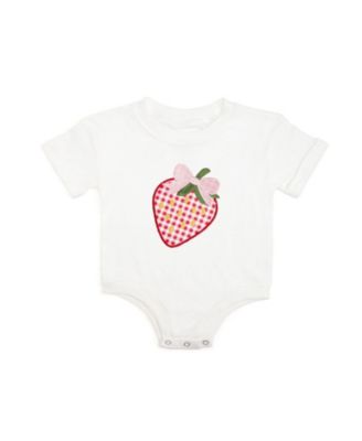 Baby Girls Strawberry Patchwork Short Sleeve Romper