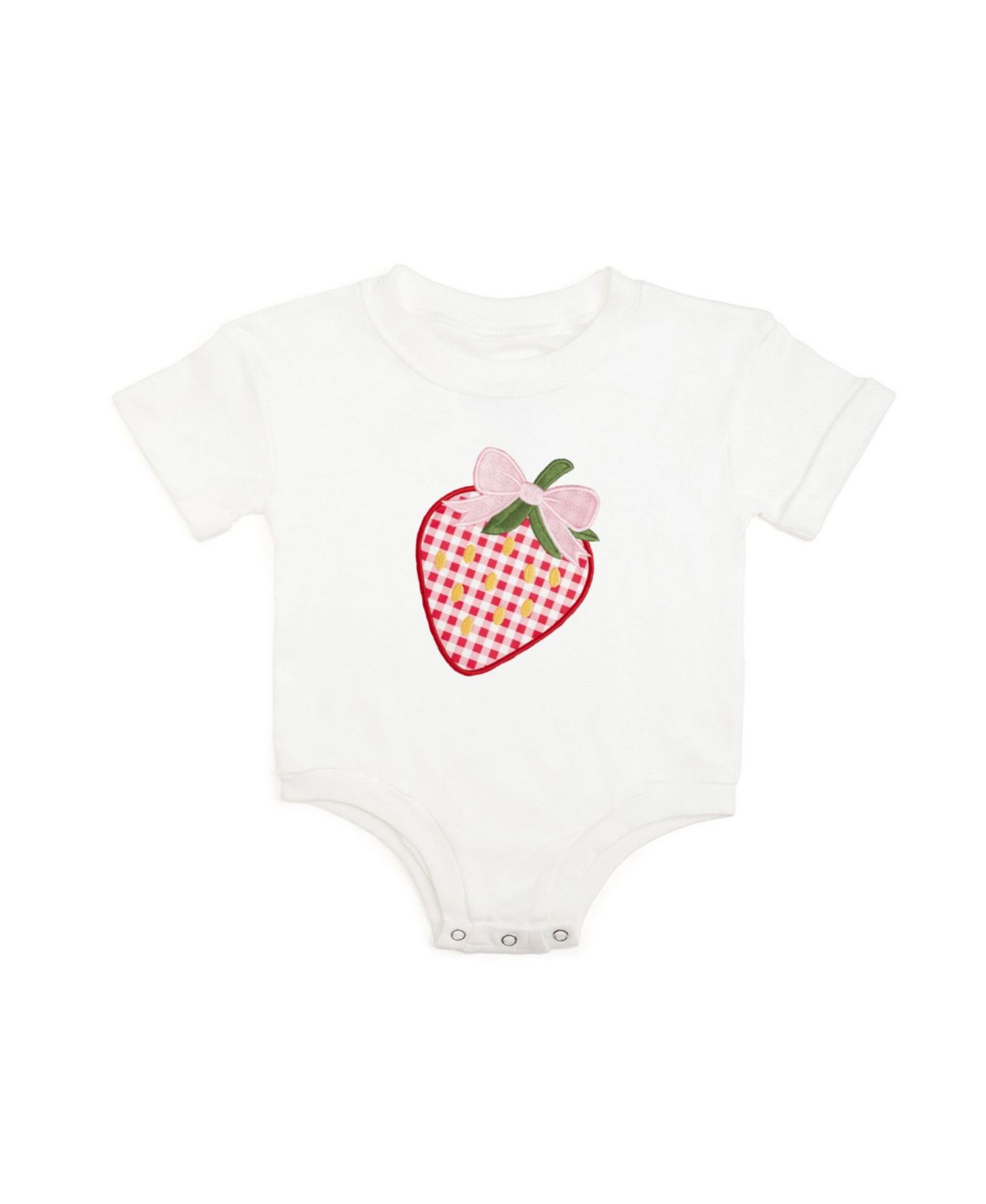 Baby Girls Strawberry Patchwork Short Sleeve Romper