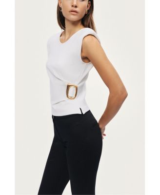Women's Sleeveless Buckle-Detail Blouse