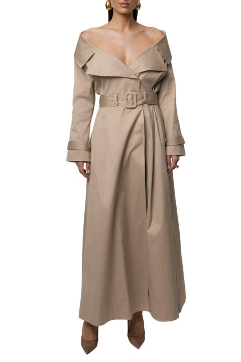 Женское пальто JLUXLABEL Soft Authority Trench, цвет: Серо-бежевый