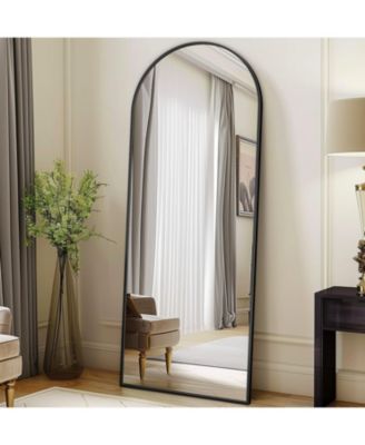 Full Length Mirror, 58"x18" Floor Mirror, Arch Floor Standing Mirror  with Stand for Bedroom, Black
