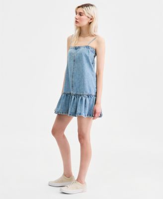 blank nyc denim dress Women's Cotton Ruffled-Hem 100% cotton. Color:Wheat Macy's BF25-Promo2 Midi Corset Dress Flowy