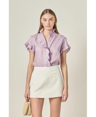Women's Linen Ruffle Shirt
