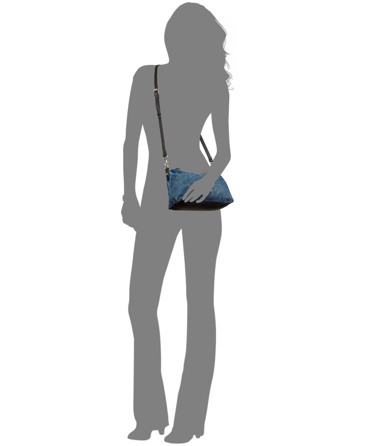 Kolena Medium Denim Hobo Crossbody Handbag