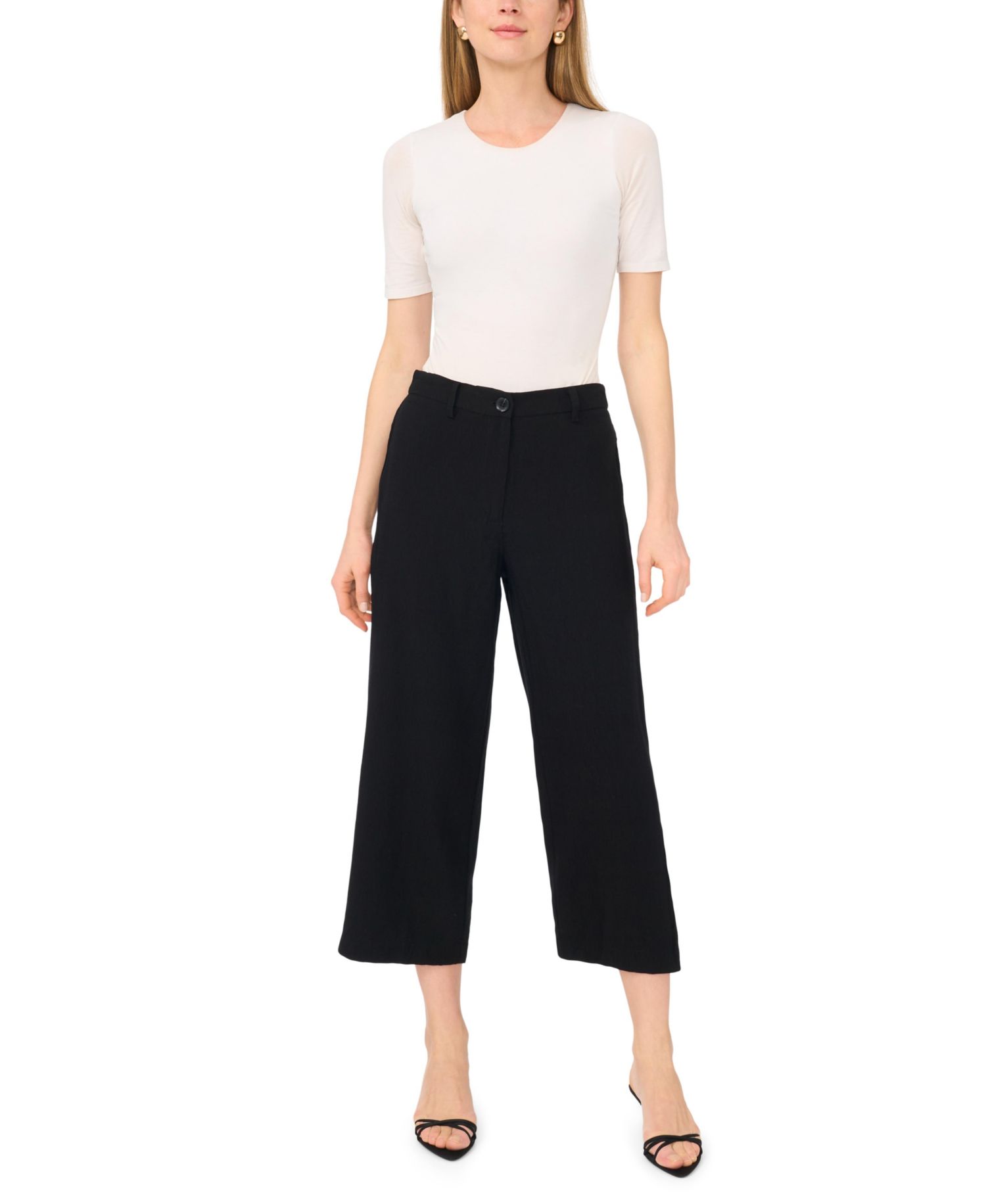 Women's Mid-Rise Wide-Leg Ankle Length Pants