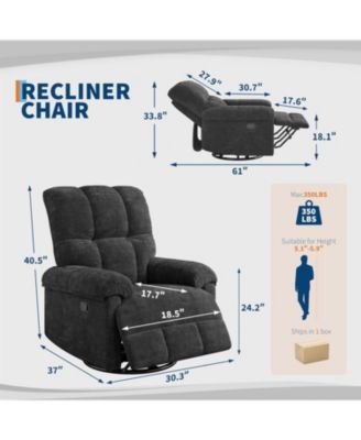 Recliner Chair, 360 Swivel Rocker Glider Nursery Chair with Padded Armrest and Deep Seat, Chenille Upholstered Reclining Sofa Chair.