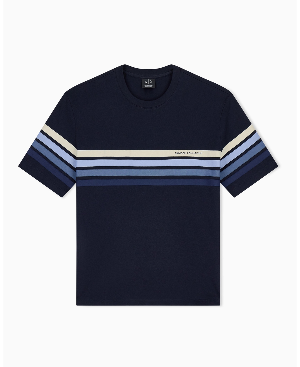 A|X Armani Exchange Men's 4 Stripes Short Sleeve Jersey T-Shirt - Deep Navy