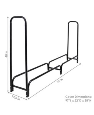 Outdoor Heavy-Duty Steel Firewood Log Rack Holder and Weather-Resistant Polyester Log Rack Cover - Black