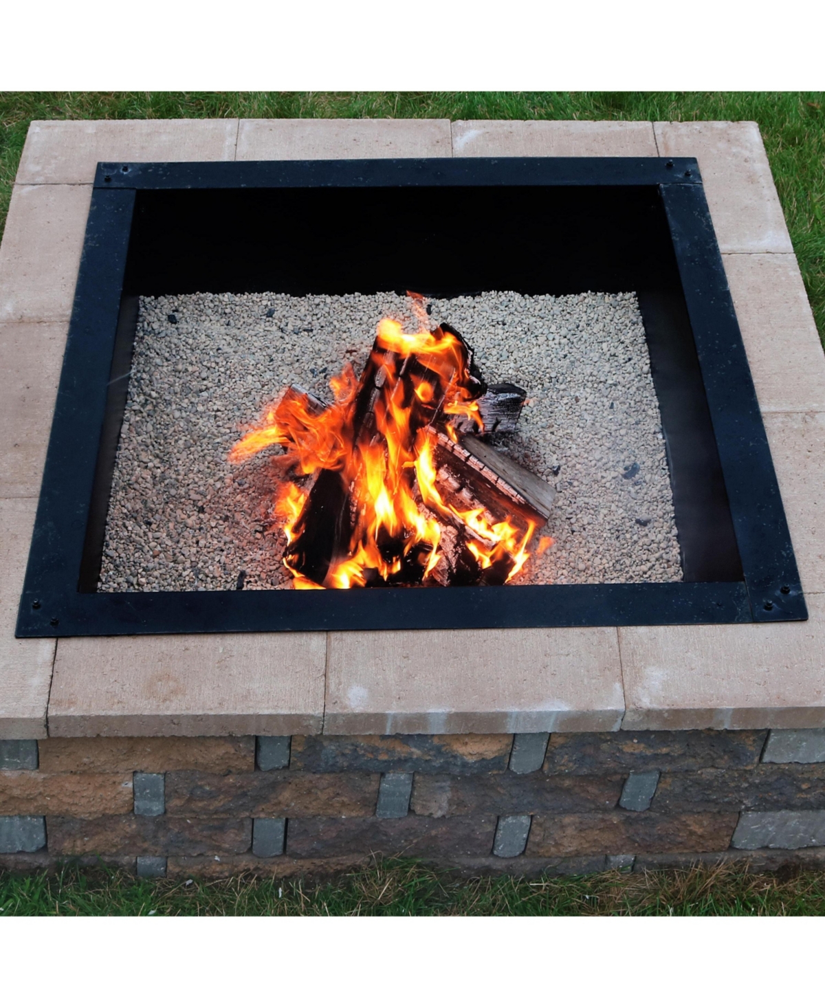 Outdoor Heavy-Duty Steel Portable Above Ground or In-Ground Square Fire Pit Liner Ring