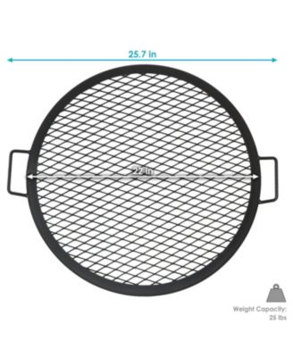 Outdoor Camping or Backyard Heavy-Duty Steel Round X-Marks Fire Pit Cooking Grilling Grate