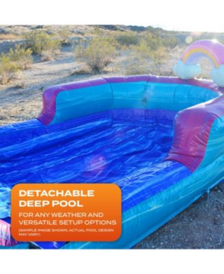 Galaxy Commercial Grade Bounce House Water Dual Lane Slide with Detachable Pool & Air Blower, Tunnel Entrance, Basketball Hoop, Wet Dry Use, Obstacle Pop Ups