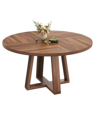 4-6 Person Round Farmhouse Dining Table with Pedestal