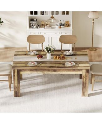 4-6 Person 63" Farmhouse Rectangular Dining Table