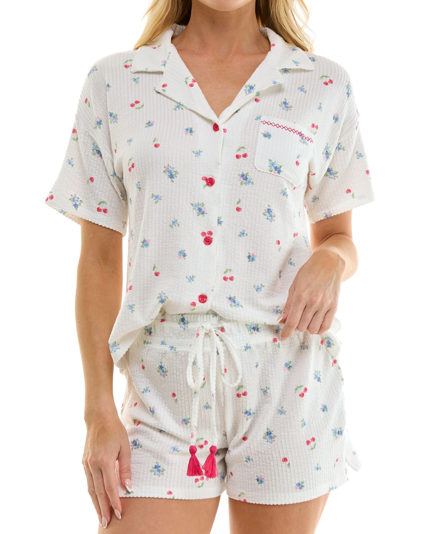 Women's Short-Sleeve Top and Pull-On Shorts, 2-Piece Set