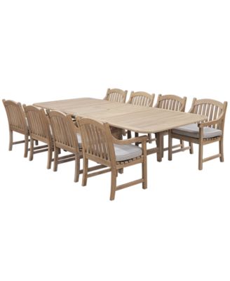 Bristol 9-Pc. Teak Wood Rectangle Extension Dining Set (Dining Table and Dining Chairs)